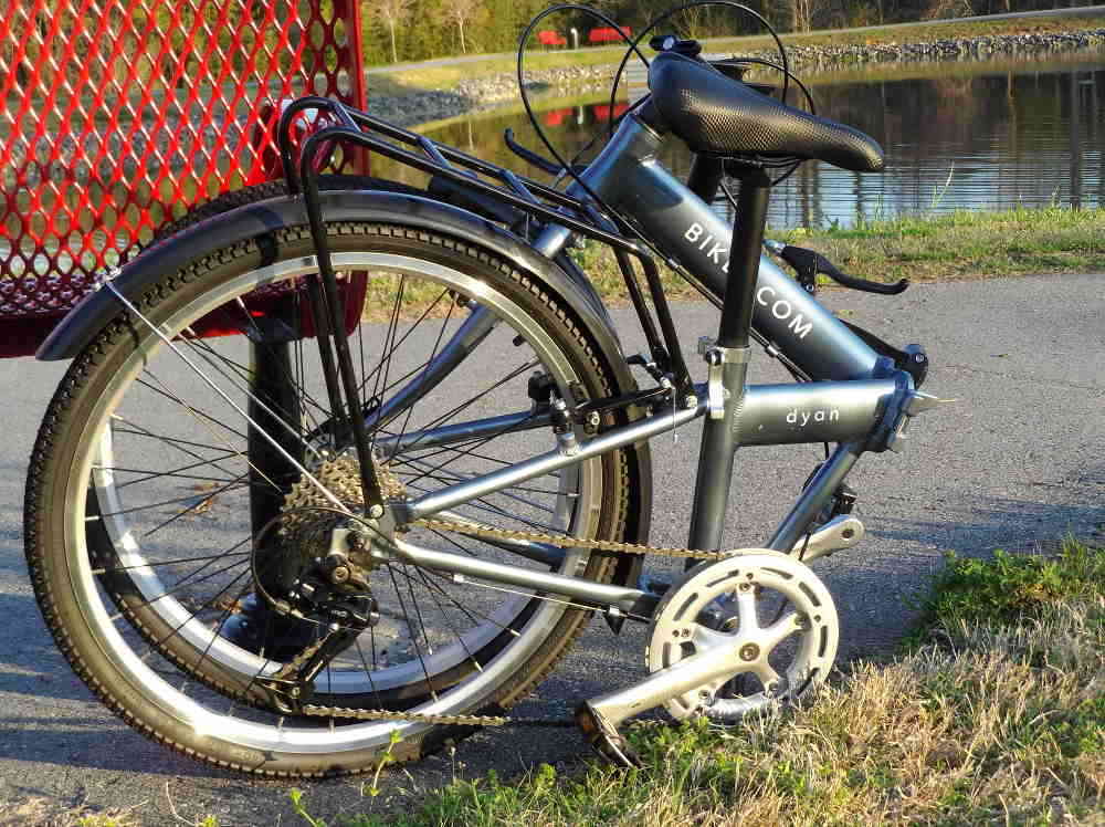 Dyan bike folded near lake