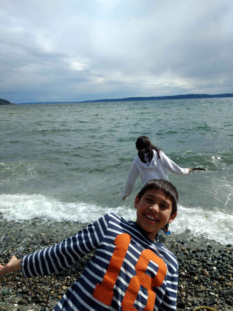 kids playing at the beach